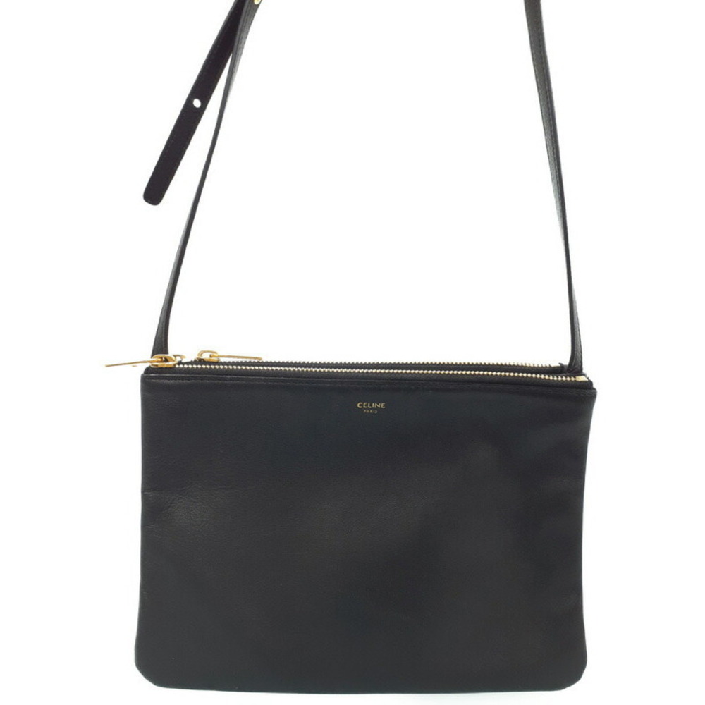 Celine Trio Leather Crossbody Bag Black